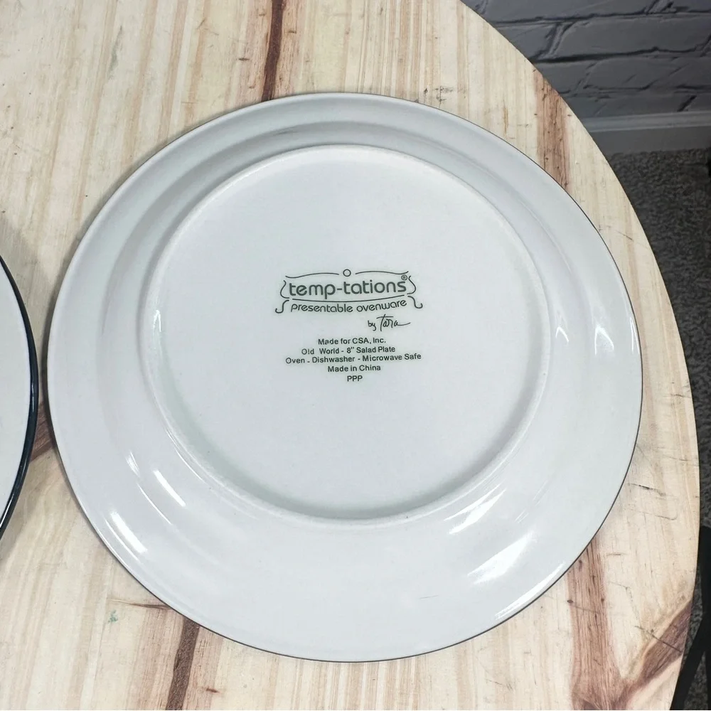 Temp-tations Old World Black Salad Plates 8
